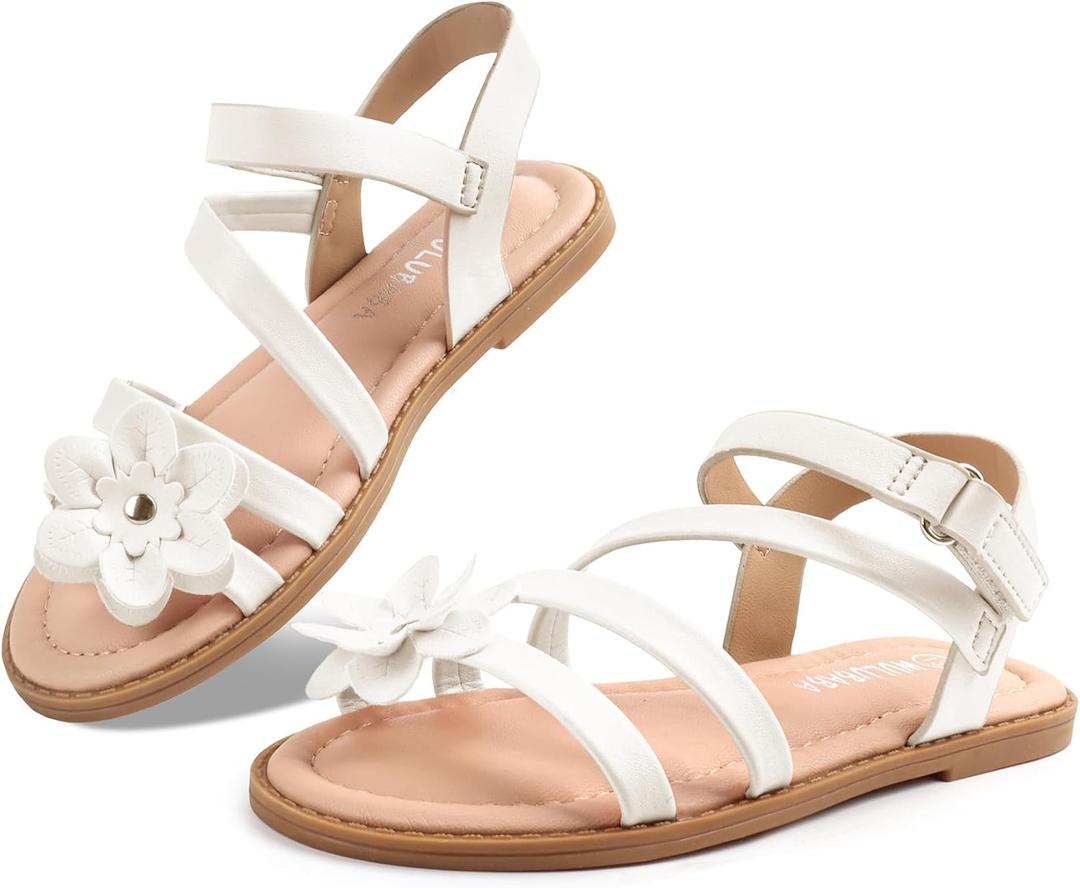 Wulubaba Toddler Girls Sandals Open Toe Dress Sandals for Kids | Cute Flats, Summer Flower Shoes, Toddler Little Kid, Dress Casual Wear