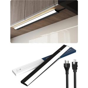 24 Inch LED Under Cabinet Light, Plug in Kitchen Lighting, 3CCT Selectable (3000K/4000K/5000K), CRI94 High Color Accuracy, Linkable, Slim Design Dimmable, Black