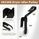 4392065 Dryer Repair Kit with 341241 Dryer Belt, 349241t, 691366 - Dryer Parts for Whirlpool Kenmore Maytag Amana, Fit for Model wed4815ew1 ned4655ew1, Replaces AP3131942 AP6010582 WP691366 AP3098345