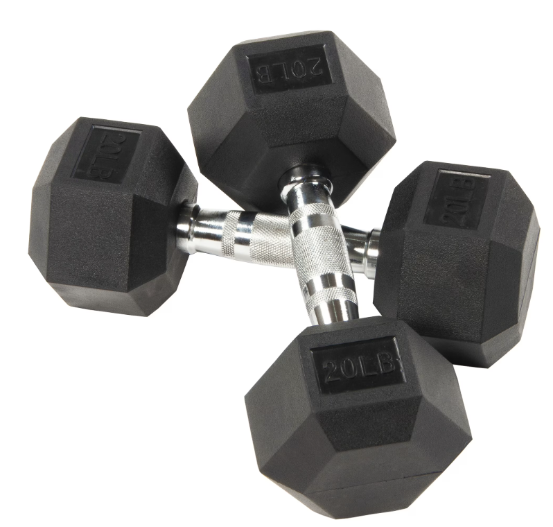 BalanceFrom Rubber Encased Hex Dumbbells, 20 Lbs. Pair
