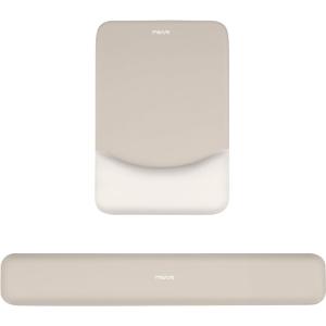 MOSISO Wrist Rest Support for Mouse Pad&Keyboard Set, Rectangular Ergonomic Mousepad Non-Slip Base Home/Office Pain Relief&Easy Typing Pad with Neoprene Cloth&Raised Silicone Lining, Stone Gray