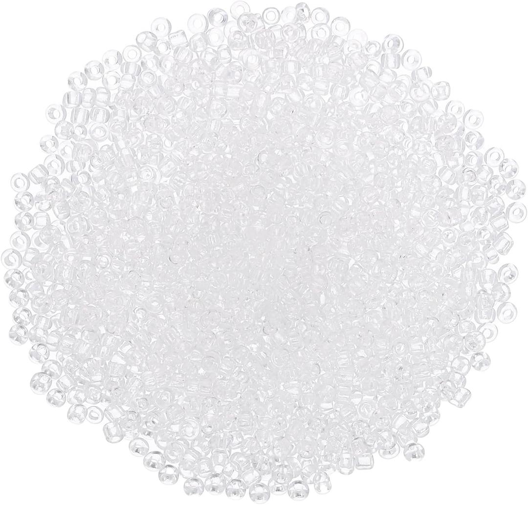 Uxcell 2000 Pcs Glass Seed Beads Bulk, 1.5mm Mini Glass Bugle Beads for DIY Earrings, Necklaces, Bracelets, Jewelry Making, Clear White