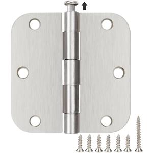30 Pack Satin Nickle Door Hinges Brushed 3.5 Inch Interior Rounded 5/8" Radius 3-1/2" Flat Iron Hinge Hardware House Bifold Table Farmhouse Bedroom Office Living Room Decor 3" Accessories for Doors