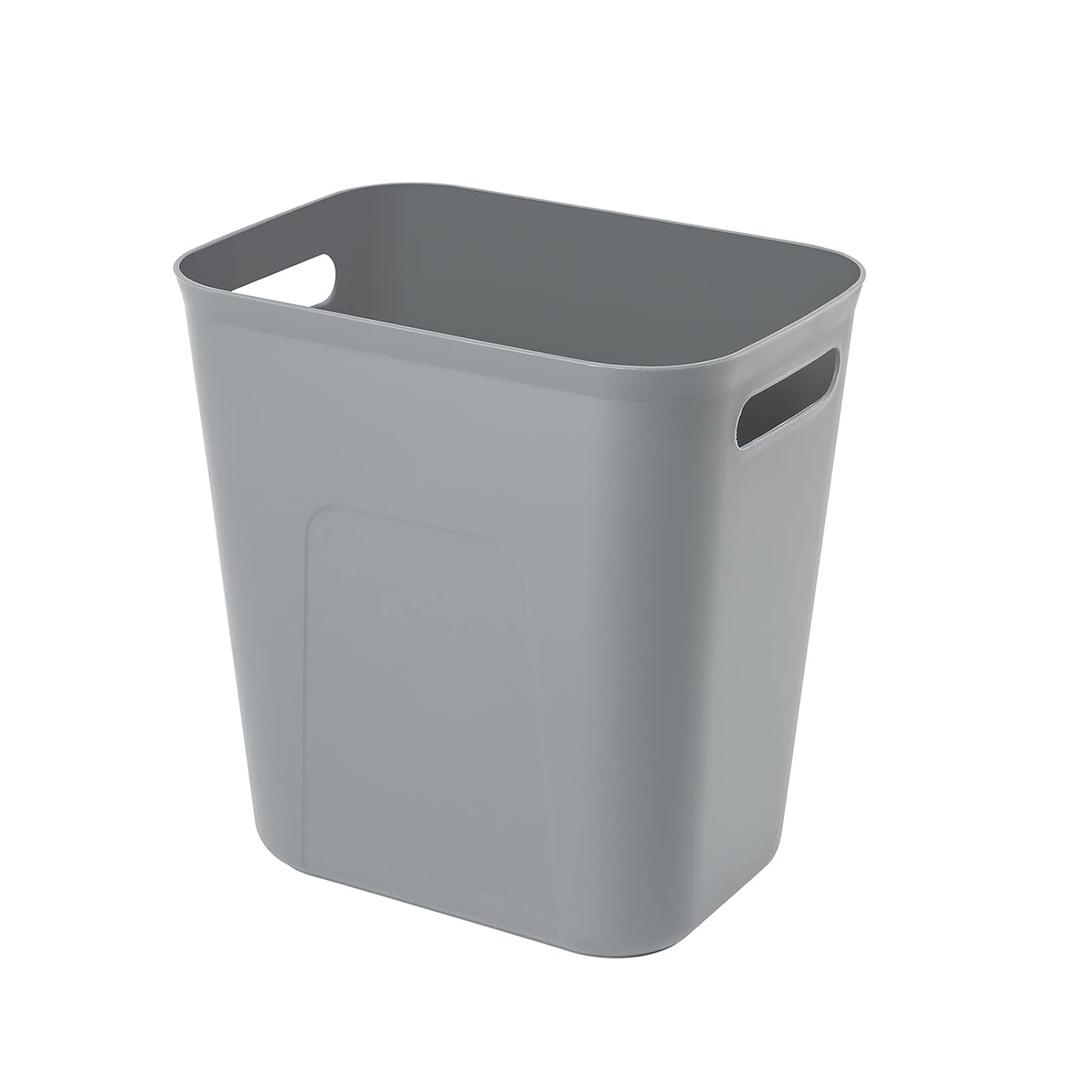 UUJOLY Plastic Small Trash Can Wastebasket, Garbage Container Basket for Bathrooms, Laundry Room, Kitchens, Offices, Kids Rooms, Dorms, 3.5 Gallon, 3.5 Gallon, Grey