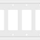 Light Switch Cover Plate White Classic Decorative Switch Plates Cover Bamboo Fiber Wall Plate Cover for Decorator, Duplex, Toggle, Combo(4-Gang Quad Decorator,1 Pack), NF010