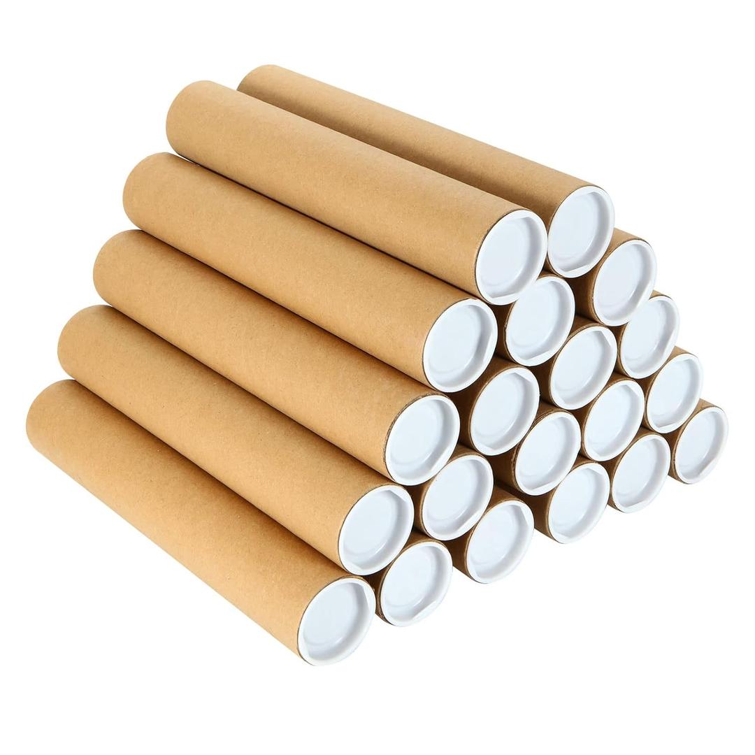 ZOFORTY 20 Pack 2 x 12 Inch (11.8) Mailing Tubes with Caps, Cardboard Poster Tubes for Shipping Posters, Art Prints, Kraft
