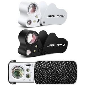 JARLINK 3 Pack Jewelers Loupe, 30X 60X 90X Illuminated Jewelers Eye Magnifier and Magnifying Glass Loop with UV Black Light and Bright LED Light for Gems, Jewelry, Diamond, Coins, Stamps