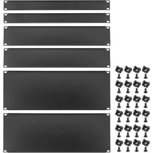 PATIKIL 6 Pcs 1U,2U,4U Blank Panel Metal Rack Mount, 19 Inches, Filler Panel Mount Spacer Rack Blanking Panel Kit for Enclosure Server Rack Cabinet Black