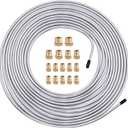 Brake Line Tubing Kit 25 Ft. 3/16" OD Flexible Zinc Coated Alloy Brake Line Tubing Coil Fitting Kit 16 Fittings SAE Thread (Silver)