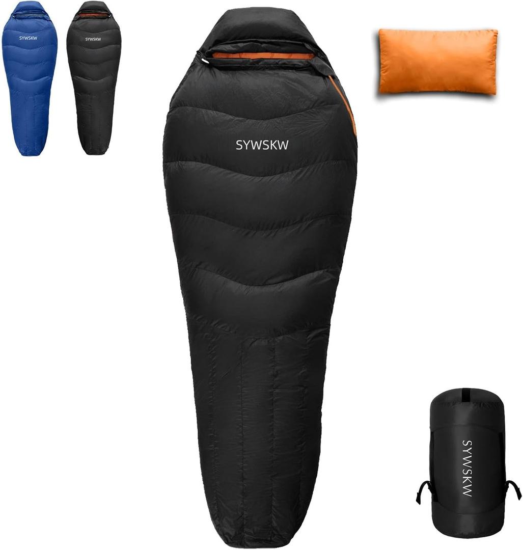 Down Sleeping Bag with Pillow for Backpacking,15 5 0 Wide Down Sleeping Bag (86.6 in x 33.5 in) for Adults,Youth Camping and Hiking Outdoor with 680FP Duck Down