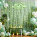 1010ft Green Tulle Backdrop Curtain with Lights String for Parties, Sheer Photo Curtain Backdrop Drapes for Wedding Party Photography Backgrounds