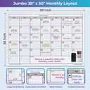 Large Magnetic Dry Erase Calendar for Wall, 38" x 50" Jumbo Monthly Planner, White Board Calendar for Office, Dual-Sided Magnetic Reusable