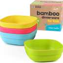 Bamboo Kids Bowls, 4 Pack Set, Stackable Bamboo Dinnerware for Kids, Bamboo Fiber Kids Bowls Set, Dishwasher Safe and Stackable