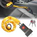 Steering Wheel Lock, Heavy Duty Metal Anti Theft Car Device Seat Belt Chain Lock, Universal Car Lock Theft Prevention Belt Buckle Extension, Car Security Fit Most Vehicles Truck SUV Van (70CM)