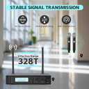 Wireless Microphones System with 2 X 100 Channels Cordless Handheld Microphone, 328 FT UHF Range, Mics with Stable Signal Transmission for Karaoke Singing Party Church Wedding PA Speaker