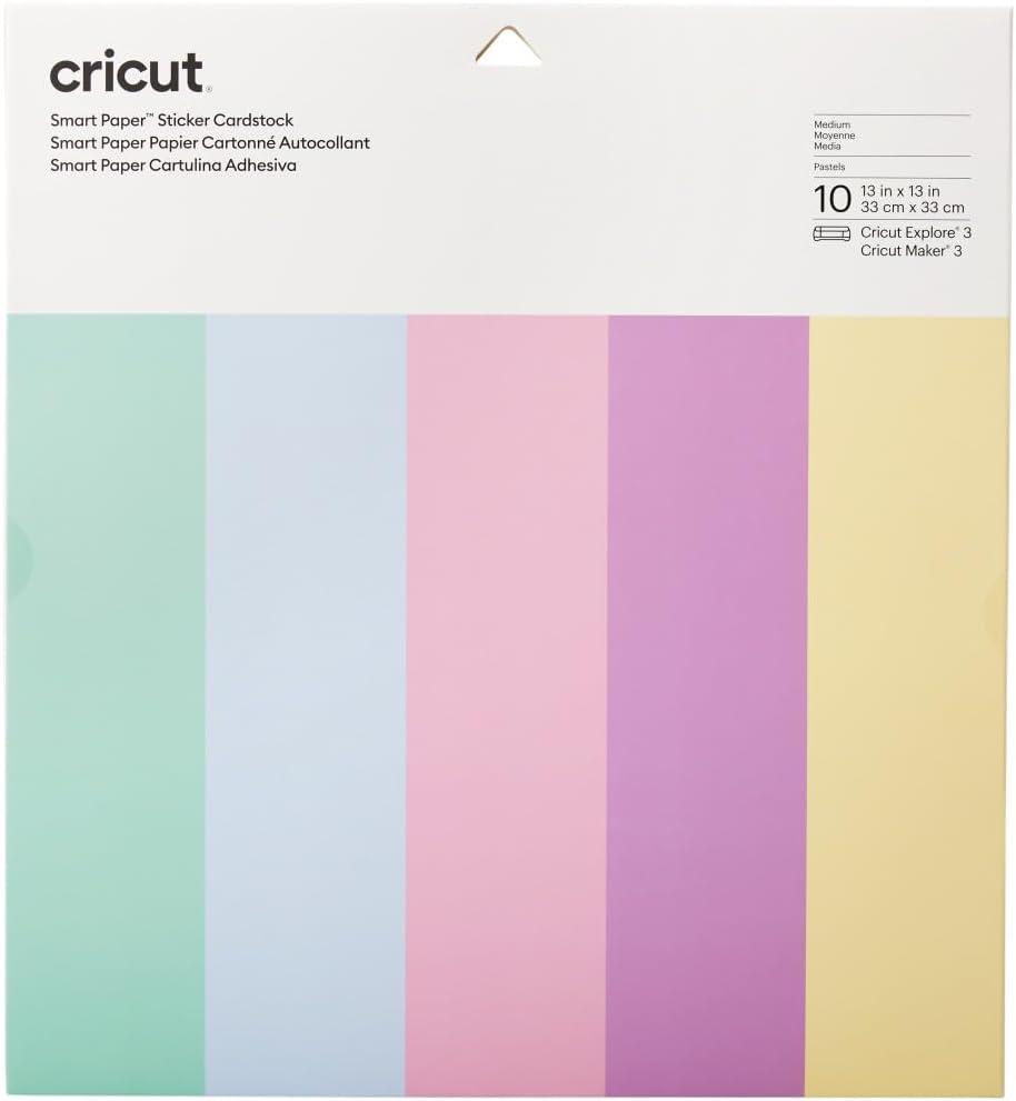 Cricut Smart Paper Sticker Cardstock, Pastels (13in x 13in)