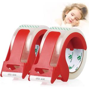 BOMEI PACK Heavy Duty Clear Packing Tape,2 Rolls with refillable Dispenser,Noiseless Packaging Tape 1.88 Inches x 55 Yards,Industrial Grade Boxes Shipping Tape for Moving,Mailing and Storages