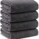 Orighty Bath Towels Pack of 4(27’’ x 54’’) - Soft Feel Bath Towel Sets, Highly Absorbent Microfiber Towels for Body, Quick Drying, Microfiber Towel for Sport, Yoga, SPA, Fitness - Grey