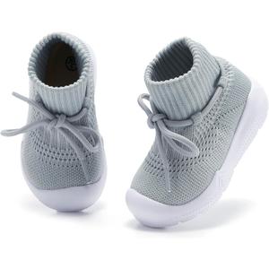 MORENDL Baby Sock Shoes Toddler Sneakers Infant Tennis Slip On Walking Shoes Boys & Girls Non-Slip Slippers (Pure Grey) 140 cm