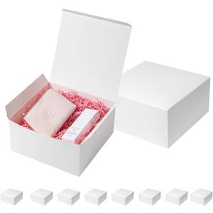Mcfleet Gift Boxes with Lids 10x10x5 Inches 10 Pack Bridesmaid Proposal White Cardboard Gift Box for Presents, Christmas, Wedding, Graduation, Holiday, Birthday Craft Present Packaging