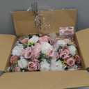 NUPTIO Large Flower Balls for Centerpieces - 2 Pcs 13.8in Diameter Dusty Rose & White Artificial Flower Ball Arrangement Bouquet Wedding Centerpieces for Tables - Fake Rose Flowers for Weddings Decor