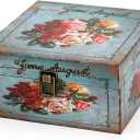 Jolitac Wood Storage Box Set of 3, Vintage Decorative Nesting Boxes Wooden Treasure Storage Crates With Latch, Home Decor Rustic Antique Boxes With Lid for Photos, Jewelry, Cash (Bloom)