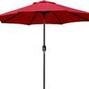 Blissun 9' Outdoor Patio Umbrella, Outdoor Table Umbrella, Yard Umbrella, Market Umbrella with 8 Sturdy Ribs, Push Button Tilt and Crank (RED)