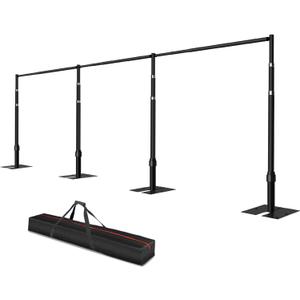 Pipe and Drape Backdrop Stand, 10x30ft Heavy Duty Adjustable Background Frame with Metal Base, Back Drop Holder for Parties Photography Wedding Photoshoot Decoration - Black