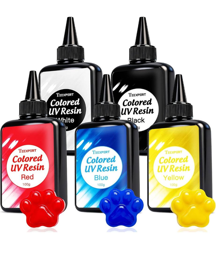 Teexpert UV Resin Kit, 500g Opaque Colored UV Resin Large Capacity Hard Type, Odorless & Low Shrinkage, Vibrant Color for Jewelry Making, Crafts, Keychain, Small Decoration