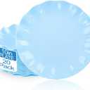 LIYH 20 Pcs 10 Inch Light Blue Plastic Plates Reusable - Unbreakable Scalloped Dinner Plates for Baby Shower Party Outdoor Picnics Dishwasher Safe BPA Free, Blue