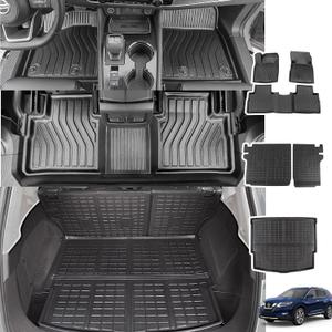 Xipoo Floor Mat Compatible with 2021-2025 Nissan Rogue Floor Mat Cargo Mat Backrest Mat Replacement for 21-25 Nissan Rogue Accessories (Fit 2021-2025 Nissan Rogue,Cargo Mat+Backrest Mats+Floor Mats)