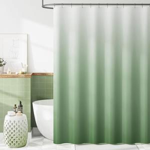 jinchan Ombre Sage Green Shower Curtain for Bathroom Waterproof Fabric Gradual Color Design Shower Curtain Set with 12 Hooks 70x72 Inches