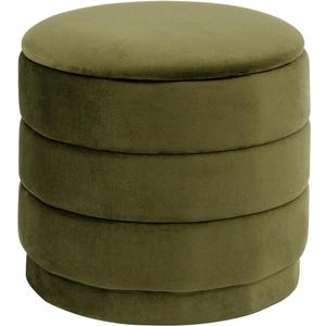 15" Round Velvet Storage Ottoman with Tray | Upholstered Folding Foot Rest Vanity Stool, Multifunctional Coffee Table for Living Room Bedroom Dorm, 15.4"D x 15.4"W x 14.6"H