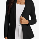 Women's Casual Open Front Sweater Long Sleeve Rib Knit Draped Cardigan, L