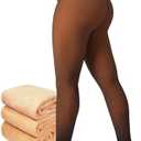 Amzshe Fleece Lined Tights for Women, Winter Fake Translucent Warm Pantyhose L