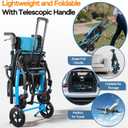 Transport Wheelchairs for Adults Lightweight Foldable Transport Chair with Telescopic Handle, Portable Folding Travel Transfer Wheel Chairs for Seniors