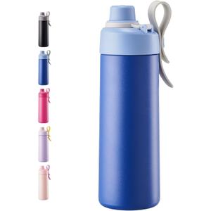 Fijinhom 18 oz Insulated Water Bottle with Handle, 304 Stainless Steel Double Wall Vacuum, Keep 24H Cold, Leak Proof, with Lid & Non-Slip Bottom for Outdoor, Sports, Work, Travel (Blue)