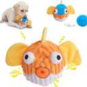 Interactive Squeaky Dog Chew Toy,No Stuffing Interactive Chew Toy for Small Medium Large Dogs, Training Reward Gift for Pets(Yellow Fish)