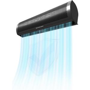 36 Inch Air Curtain for Doors Commercial, Matte Black Wall Mounted Air Fly Fan with Door Magnetic Switch for Home Restaurant Garage, 2068FPM Super Power, Keep Bugs Out