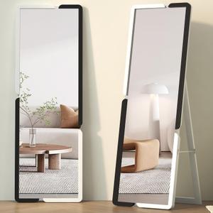 Vlsrka Full Length Floor Mirror, 63"x20" Standing Mirror, Full Body Mirror, Simple Modern Stand Up Mirror, Full Size Large Mirror for Bedroom with Wood Frame, Black White