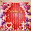 10x10ft Red Tulle Backdrop Curtain with Lights String for Parties, Sheer Photo Backdrop Curtains for Valentines Wedding Baby Shower Birthday Party Photo Shoot Decorations (10ft x 10ft (2 Panels 5*10ft))