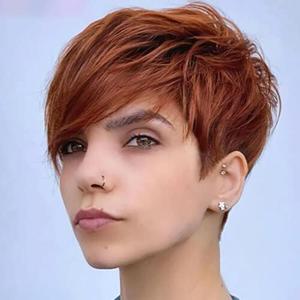 QITAQOTA Pixie Cut Wig - Brown Short Wig for Black Women with Bangs - Heat Resistant