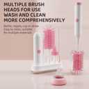 Rechargeable Electric Bottle Brush with Stand - 360 Spin Silicone Cleaner for Baby Bottles, Breast Pumps & Small Household Containers (Pink)