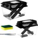 2-Pack Critter Keeper, Large and Middle Sizes, Equipped with Food Tweezers and Brushes, Cricket Pen with Dispenser Tubes, Insect Keepers for Reptiles Bearded Dragon Gecko Lizards