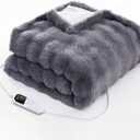 Artificial Wool Blanket, Thermal Blanket, Electric Heating, Soft Suede Double-Sided, Suitable for Sofa Bed, Living Room, Bedroom (Gray130188) 60"x52"