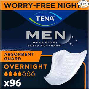 TENA Incontinence Guards, Overnight Absorbency & Advanced Odor Protection, Incontinence Guards for Men, 96 ct