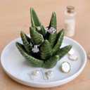 PUDDING CABIN Aloe Ring Holder,Cactus Ring Dish,Jewelry Holder Trinket Tray for Rings Earrings Necklace Organizer,Bridesmaid Christmas Birthday Gift for Women Girls