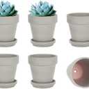 vensovo Grey Terracotta & Clay Pots with Saucer - 6 Pack 5 Inch Terra Cotta Pot Ceramic Pottery Planter Cactus Flowerpots Drainage Hole, Great for Plants, Crafts and Wedding Favor (Gray)