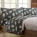 Queen Size Microfiber Sheet Set - Lodge Decor 4-Piece Bed Sheets - Ultra-Soft and Smooth Brushed Microfiber Woodland Decor Bedding (Forest Animal - Dark Grey)