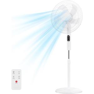 NEWBULIG 17" Pedestal Fans with Remote, Oscillating Standing Fan with 3 Speed & 3 Model, Quiet Timer Floor Fan for Indoor, Bedroom, Living Room, Office, Adjustable Height & Tilt Head, Easy Assembly